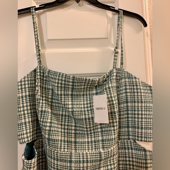 Forever 21 Plus Size Teal Tweed a-line Sheath Tunic Dress with midriff cutout - Picture 2 of 6